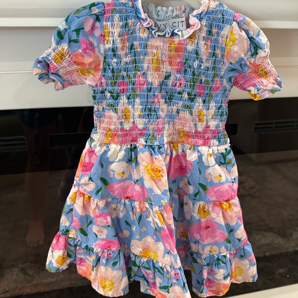 Ivy City Co Floral Kids Dress - Pink and Blue